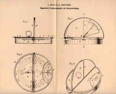 Original Patentschrift - L. Braun In Dresden , 1895 , Taschen . Sonnenuhr , Sonne , Sundial , Cadran Solaire !!! - Watches: Old