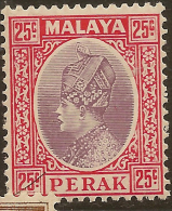 PERAK 1938 25c Sultan SG 115 HM ZE36 - Perak