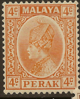 PERAK 1938 4c Sultan SG 107 HM ZE34 - Perak