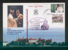 POLAND 2005 (27 AUGUST) POPE JOHN PAUL II JP2 (NOWY SACZ) ACCESSION OF ARCHBISHOP DZIWISZ SPECIAL CACHET ON SPECIAL CARD - Cristianismo