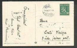 1938  HELSINKI  FINLAND  TO  ESTONIA  , OLD POSTCARD    ,m - Briefe U. Dokumente