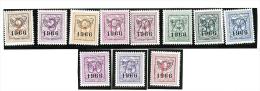 FILATELIA - BELGIO - PREOBLITERATI - ANNO 1966  - 11 VALORI NUOVI ** MNH - UNIF. 21A TIPO C - Typos 1951-80 (Ziffer Auf Löwe)