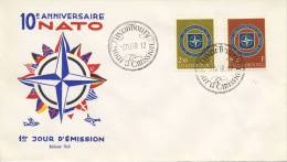FDC Luxemburg - 1959 - Blanco / Open Klep - NATO