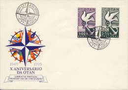 FDC Portugal - 1959 - Blanco / Open Klep - OTAN