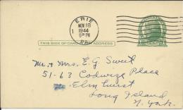 ESTADOS UNIDOS USA ENTERO POSTAL 1944 MAT ERIE - 1941-60