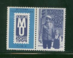 POLAND 1964 20TH ANNIV MO MILITIA POLICE POZNAN PHILATELIC EXPO HOR PAIR LEFT NHM POLICEMAN CHILD GENDARMERIE CINDERELLA - Policia – Guardia Civil