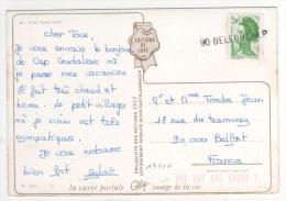 Griffe Linéaire En Arrivée  De " 90 Belfort RP  " / Carte Postale De Port Bacarès - Lettres & Documents