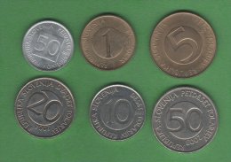 Slovenie  Lot 5  Pieces Set 5 Coins Tolarjev  1, 5, 10, 20, 50 - Slovénie