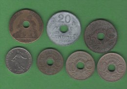 France Francia Monnaies   LOT 7  Pieces Set 7 Coins 5c, 10 C, 20 C, 25 C, 2 F Chambre De Commerce - Collezioni