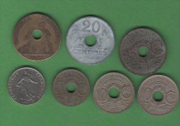 France Francia Monnaies   LOT 7  Pieces Set 7 Coins 5c, 10 C, 20 C, 25 C, 2 F Chambre De Commerce - Collections