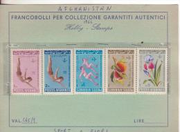 Sport-Tuffi-Corsa-Fiori-P Longée-Course-Fleurs-Dips -Stroke-Flowers-Afghanist An 1962-Yvert 665/9-New - Kunst- Und Turmspringen