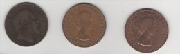 Grande Bretagne Monnaies   LOT 3  Pieces Set 3 Coins  One Penny 1903, 1964, 1966 - Collections