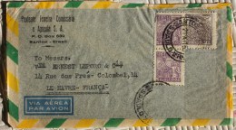 Enveloppe Affranchie Pour Le Havre Oblitération Santos Bresil - Lettres & Documents