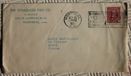 Enveloppe Affranchie Pour Le Havre Oblitération Montréal Canada 1937 - Storia Postale