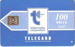 TARJETA DE MALTA DE 100 UNITS -LM5 COLOR AZUL DIBUJO ANTENA TELECOMUNICACIONES - Malte