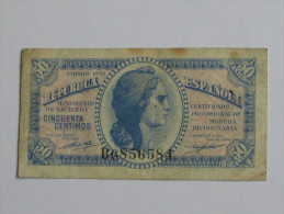 50 Cinquenta Centimos 1937  - ESPAGNE - Republica Espanola     ****** EN ACHAT IMMEDIAT !!! ****** - Otros & Sin Clasificación