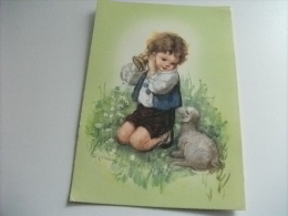 Illustratore Zandrino Bambina Con Campanello Agnello - Zandrino