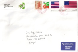 US Cover To Portugal With Flags Stamps - Brieven En Documenten