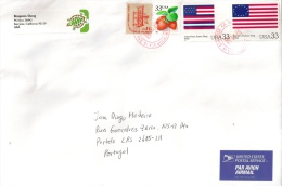 US Cover To Portugal With Flags Stamps - Lettres & Documents