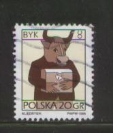 POLAND 1996 SIGNS OF THE ZODIAC ISSUE TAURUS BULL USED FLUORESCENT PAPER VARIETY - Oblitérés