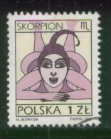 POLAND 1996 SIGNS OF THE ZODIAC ISSUE SCORPIO SCORPION USED ORDINARY PAPER VARIETY - Astrology