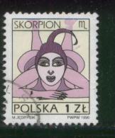 POLAND 1996 SIGNS OF THE ZODIAC ISSUE SCORPIO SCORPION USED ORDINARY PAPER VARIETY - Usados