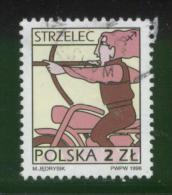 POLAND 1996 SIGNS OF THE ZODIAC ISSUE SAGITTARIUS ARCHER USED FLUORESCENT PAPER VARIETY - Astrologie
