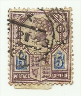 1887 - Gran Bretagna 99 Effigie - Perfin - Perfins