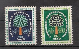 UNO NY, Vereinte Nationen 1960, Nr. 88-89 5. Weltkongreß Für Forstwirtschaft, Seattle Postfrisch (mnh) - Neufs