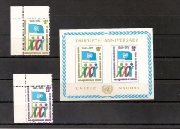UNO NY, Vereinte Nationen 1975, Block 6 + Nr. 283-284 30 Jahre Vereinte Nationen (UNO) Postfrisch (mnh) - Unused Stamps