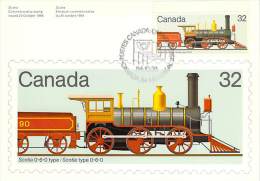 CANADA  CARTE     MAXIMUM    NUM.YVERT 895 TRAIN CHEMIN DE FER - Cartes-maximum (CM)