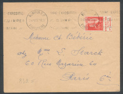 Paix 50c Rouge Type II Avec Pub Pétrole Hahn Sur Lettre De Quimper Pour Paris - Briefe U. Dokumente