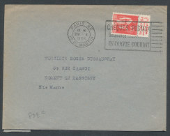 Paix 50c Rouge Type II Avec Pub Fer à Cheval Sur Lettre De Paris Pour Nogent En Bassigny (Hte Marne) Voir Verso - Covers & Documents