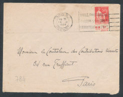 Paix 50c Rouge Type II Avec Pub Documentation Unique Sur Lettre  De Paris - Cartas & Documentos