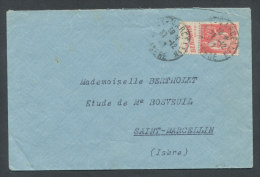 Paix 50c Rouge Type I Avec Pub Benjamin Sur Lettre  De Saint-Marcellin (Isère) - Storia Postale