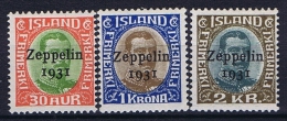 Iceland:  1931  Mi Nr 147 - 149, MNH/** Nr 149 Is MH/* MH/* - Aéreo