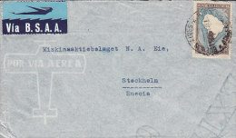 Argentina Airmail Via Aerea VIA B.S.A.A. Label BUENOS AIRES Cover Letra To STOCKHOLM Sweden (2 Scans) - Aéreo