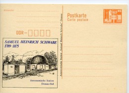 DDR P87-4-89 C9 Privater Zudruck SCHWABE ASTRONOMISCHE STATION Dessau 1989 - Cartes Postales Privées - Neuves