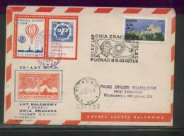 POLAND 1971 50 YRS POZNAN FAIR STAMP DAY COPERNICUS POZNAN BALLOON FLOWN COVER BALLOONS ASTRONOMER CINDERELLA LABEL T1 - Ballonpost