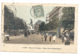 Paris 3 ème Arr (75) : La Rue Du Temple Et La Place De La République En 1908 (animé). - Arrondissement: 03