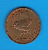 GRAN BRETAÑA - GREAT BRITAIN  - Farthing 1942  KM843 - B. 1 Farthing