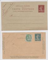 LOT DE 2 ENTIERS POSTAUX CARTE LETTRE N° 140 ET CARTE POSTALE N° 139 BEAU LOT - Verzamelingen En Reeksen: PAP