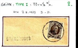C.O.B. N° 255  Sur Fragment De Lettre - Griffe Linéaire : " STAMBRUGES ". (2) - Linear Postmarks