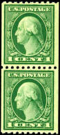 US #486 Mint Never Hinged 1c Washington Coil Pair From 1918 - Roulettes