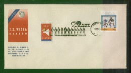 POLAND 1966 60 YEARS WISLA KRAKOW SPORTS CLUB COMMEMORATIVE COVER PHILATELIC EXPO CANCEL T2 SOCCER FOOTBALL CINDERELLA - Cartas & Documentos