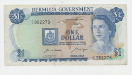 Bermuda 1 Dollar 1970 VF+ CRISP Banknote P 23 - Bermudas