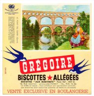 Buvard - Biscottes Allégées Grégoire - Le Pont Du Gard - Zwieback