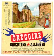 Buvard - Biscottes Allégées Grégoire - Les Remparts Et Le Chemin De Ronde De Carcassonne (Aude) - Zwieback