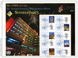 ONU Vienne 2013 - Feuille De Timbres Personnalisés - Bourse Du Timbre à Sindelfingen Oblitérée 1er Jour First Day Cancel - Blokken & Velletjes