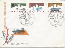 3 FDC Armée Populaire Polonaise Soldat Char Missile Avion Navire Radar - FDC